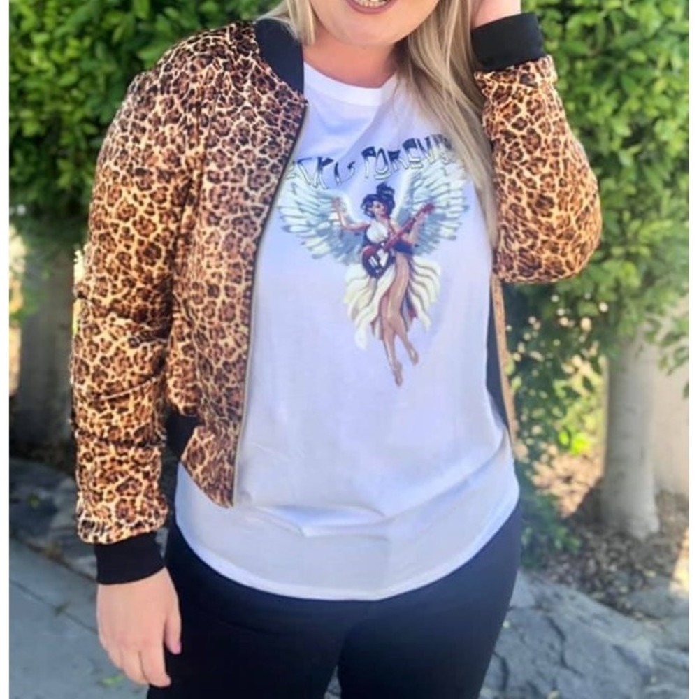 LuLaRoe XL Elegant Satin Leopard Cheetah Animal Print Stevie Bomber Jacket